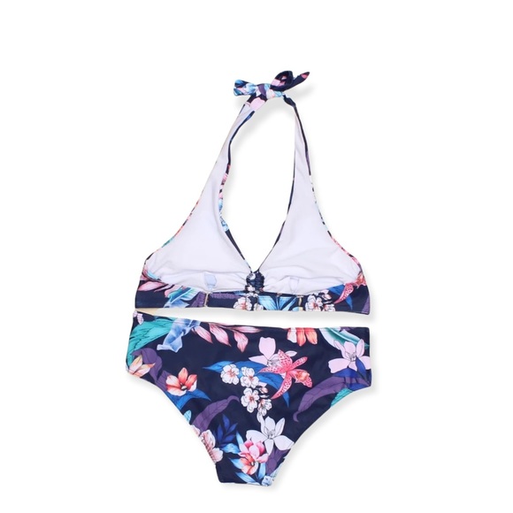 Swim Push Up Halter Style Bikini Set Halter Neck Tie Back Hook Bikini